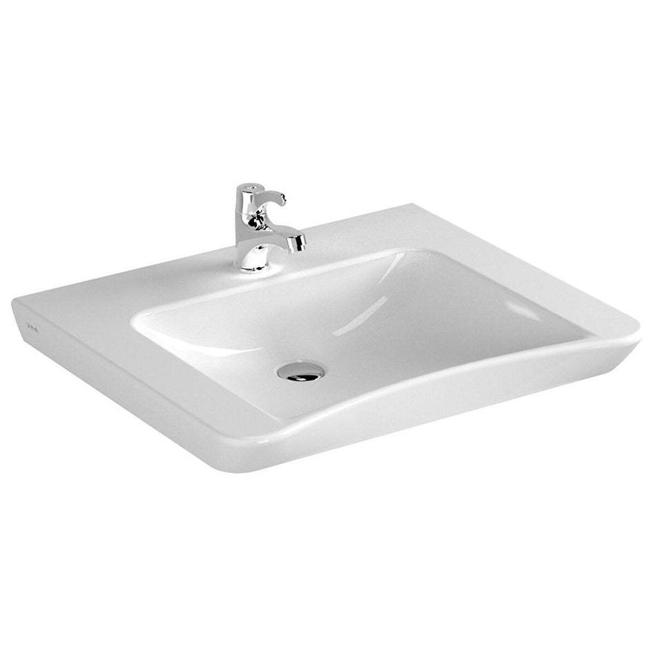 Vitra S20 Wall Hung Basin - 650mm Wide - 1 Tap Hole - White