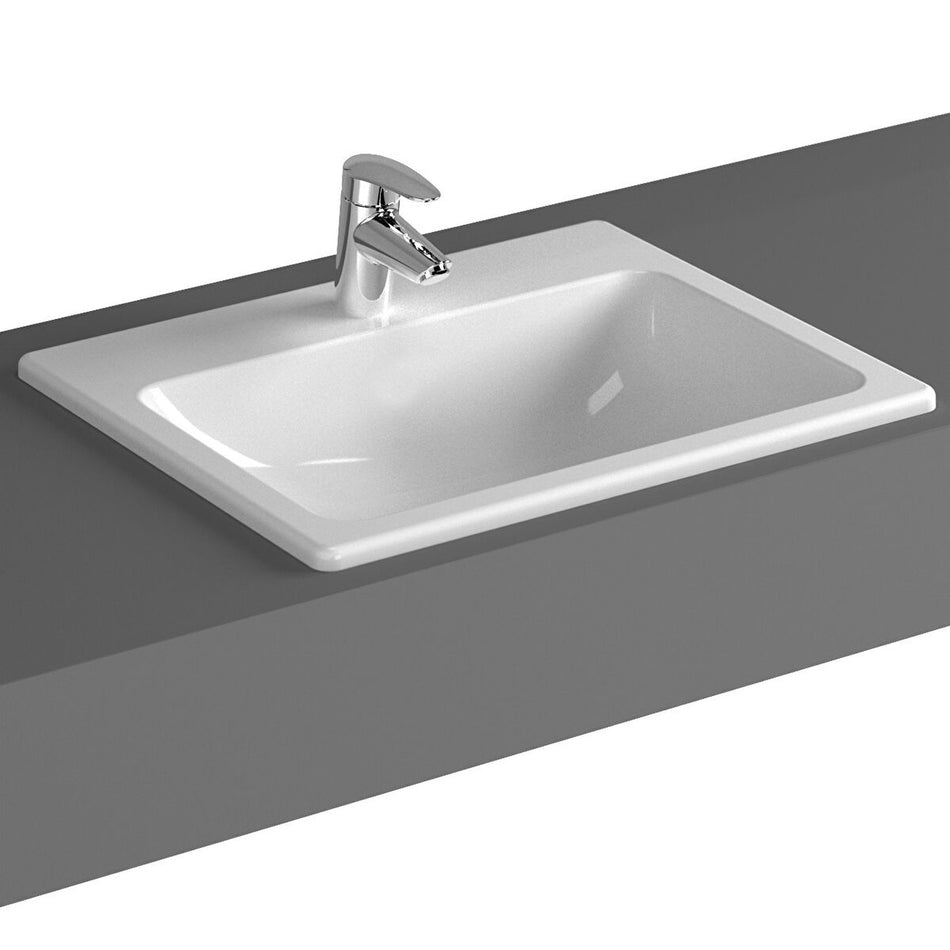 Vitra S20 inset Basin - 550mm Wide - 1 Tap Hole - White