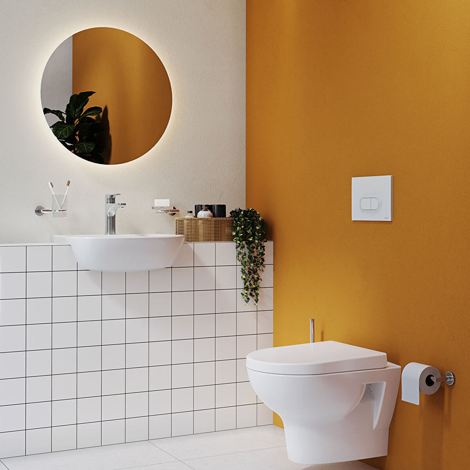 Vitra Zentrum Compact Semi Recessed Basin - 500mm Wide - 1 Tap Hole - White