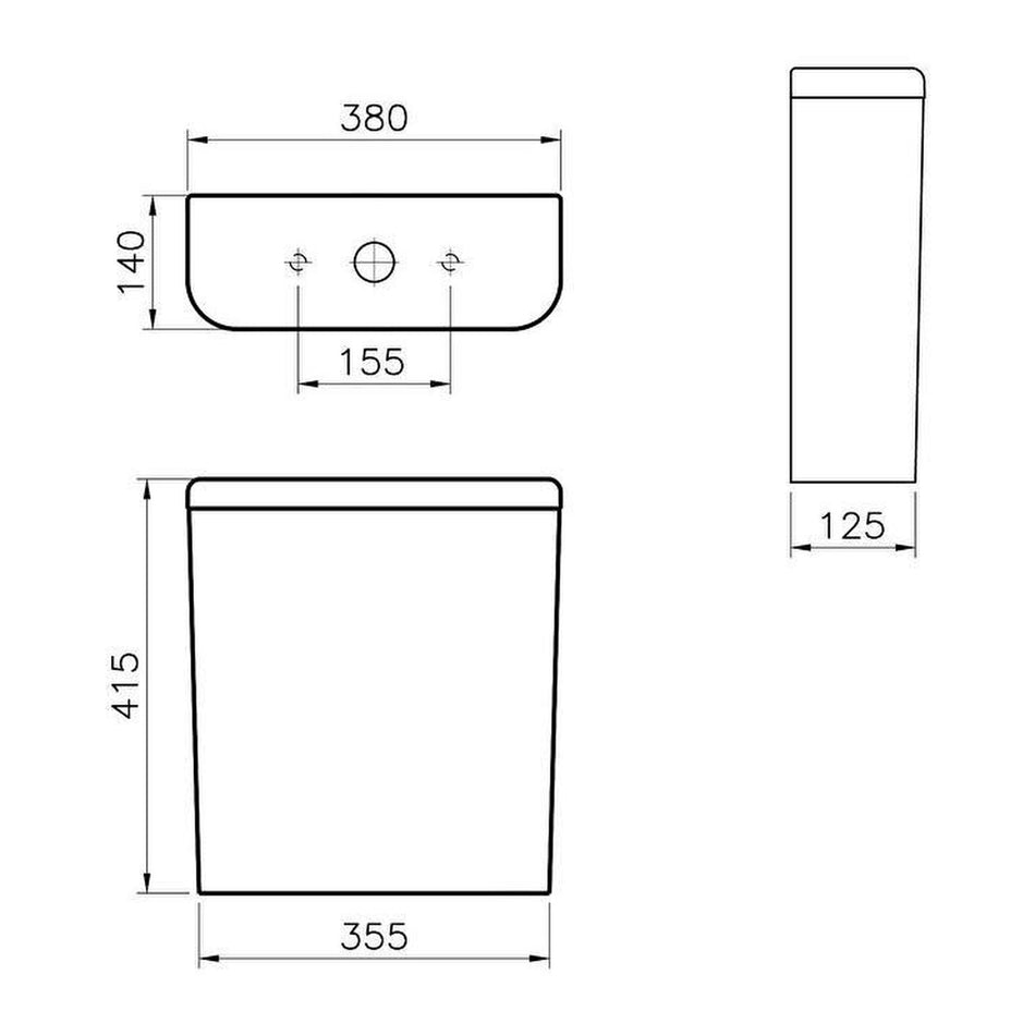 Vitra Zentrum Single Flush Close Coupled Cistern - White