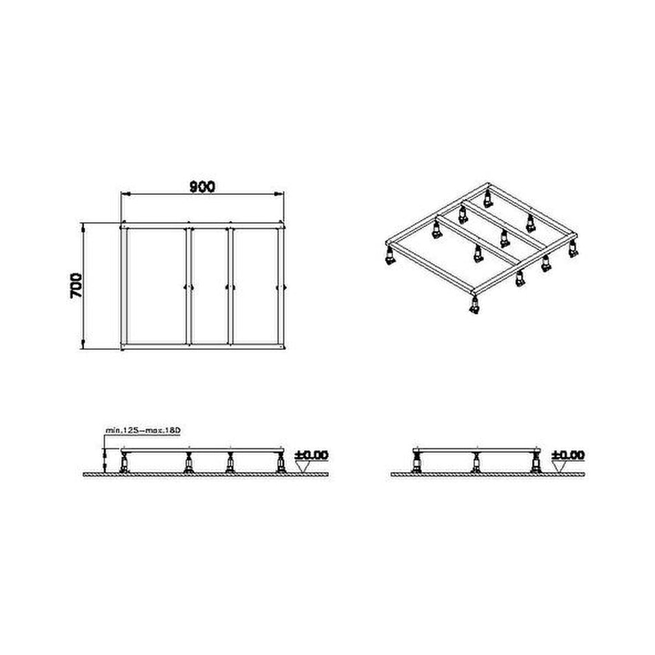 Vitra Leaf Leg Set For 1000mm x 800mm Flat Shower Tray