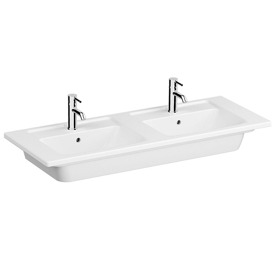 Vitra Integra Double Vanity Basin - 1200mm Wide - 1 Tap Hole - White
