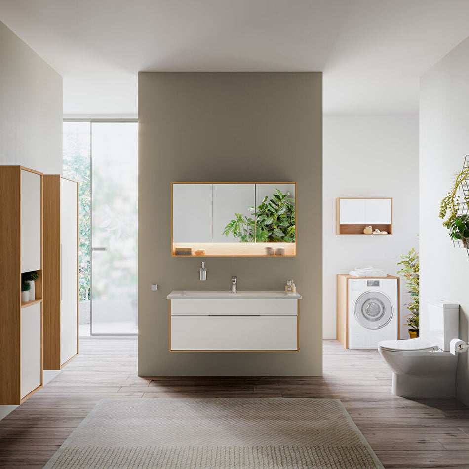 Vitra Integra Double Vanity Basin - 1200mm Wide - 1 Tap Hole - White