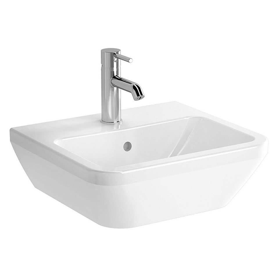 VitrA Integra Rectangular Wall Hung Basin - 450mm Wide - 1 Tap Hole - White