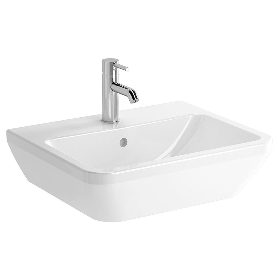 VitrA Integra Square Wall Hung Basin - 550mm Wide - 1 Tap Hole - White