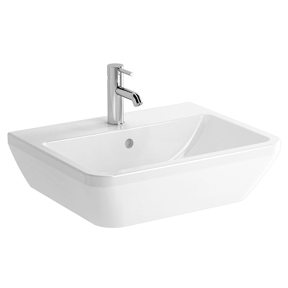 VitrA Integra Square Wall Hung Basin - 600mm Wide - 1 Tap Hole - White