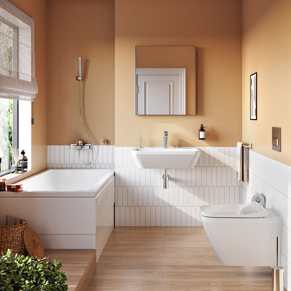 VitrA Integra Square Wall Hung Basin - 650mm Wide - 1 Tap Hole - White