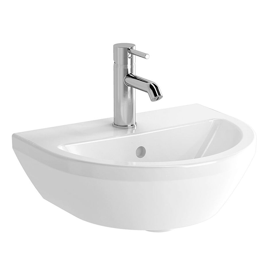 VitrA Integra Round Wall Hung Basin - 450mm Wide - 1 Tap Hole - White