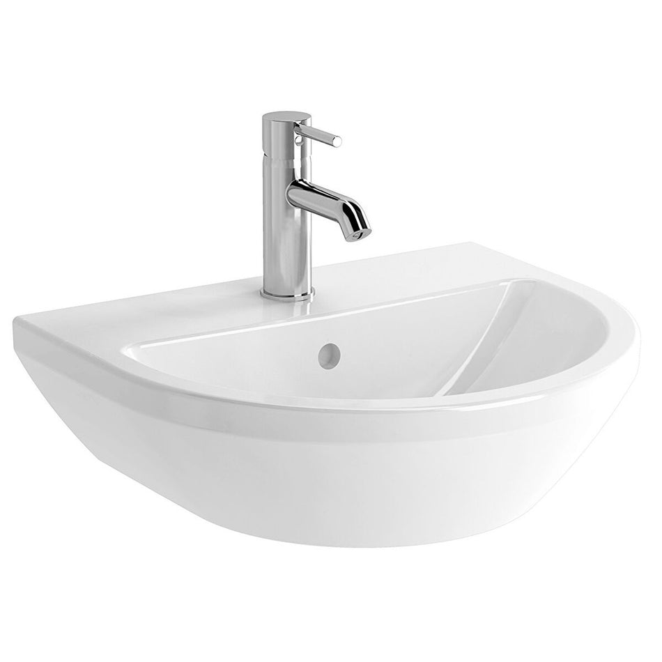 VitrA Integra Round Wall Hung Basin - 500mm Wide - 1 Tap Hole - White