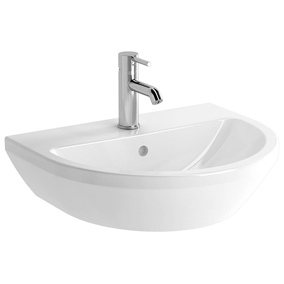 VitrA Integra Round Wall Hung Basin - 550mm Wide - 1 Tap Hole - White