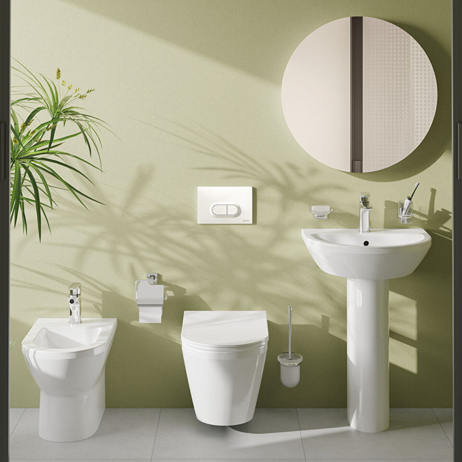 VitrA Integra Round Wall Hung Basin - 550mm Wide - 1 Tap Hole - White