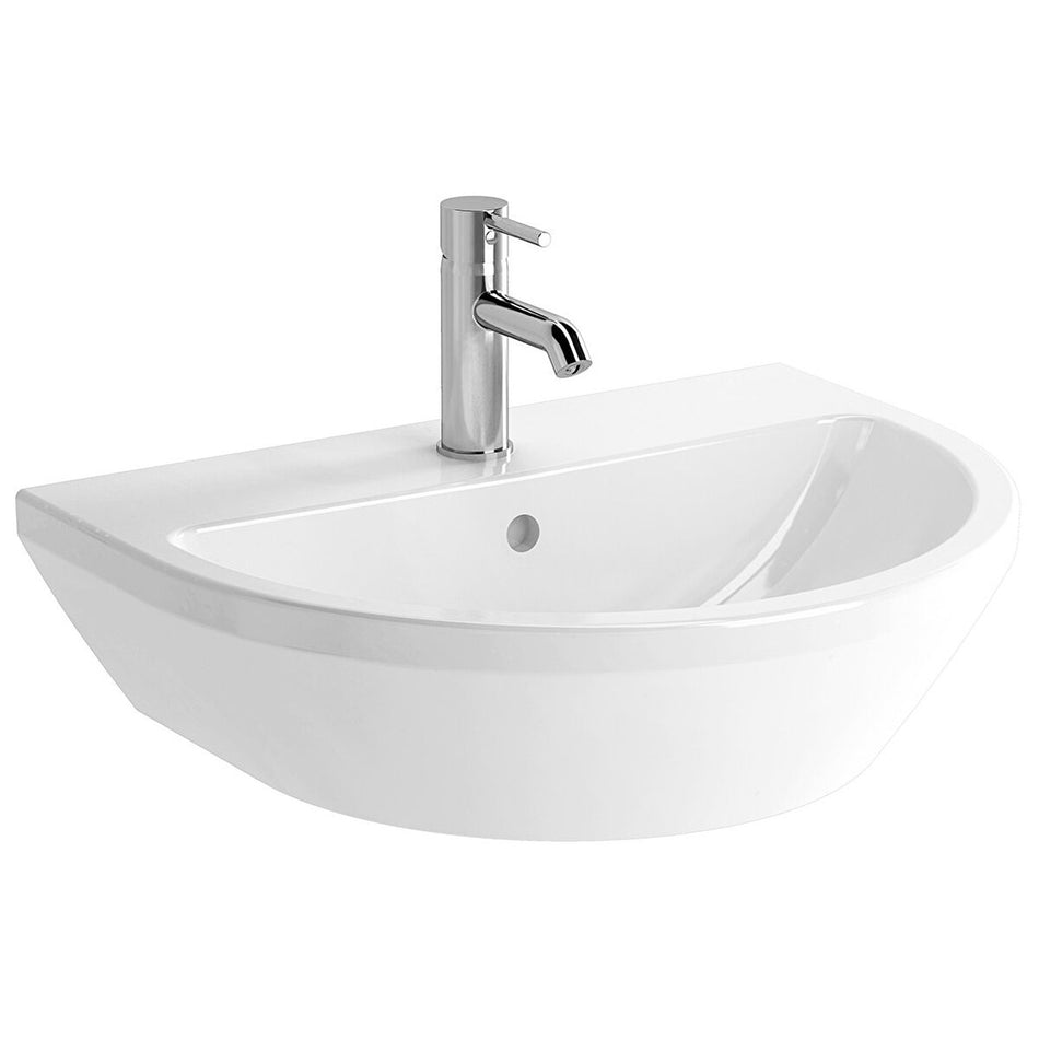 VitrA Integra Round Wall Hung Basin - 600mm Wide - 1 Tap Hole - White