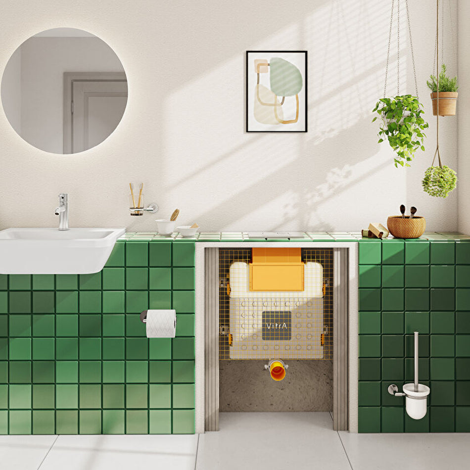 Vitra Integra Semi Recessed Basin - 550mm Wide - 1 Tap Hole - White