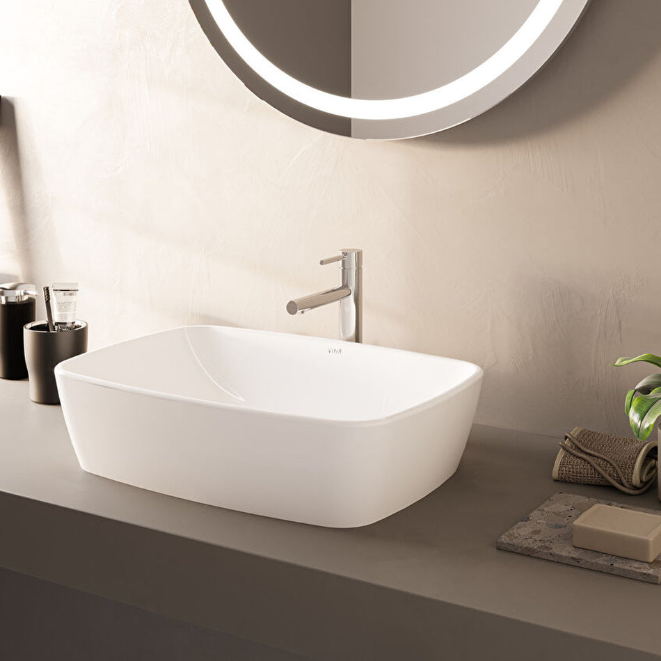Vitra Shift Rectangular Countertop Basin - 545mm Wide - No Tap Hole - White