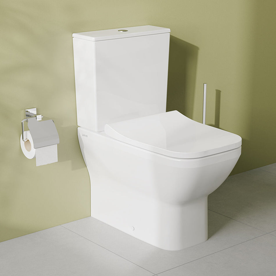 Vitra Integra Square Rimless Back To Wall Close Coupled Toilet Pan - White