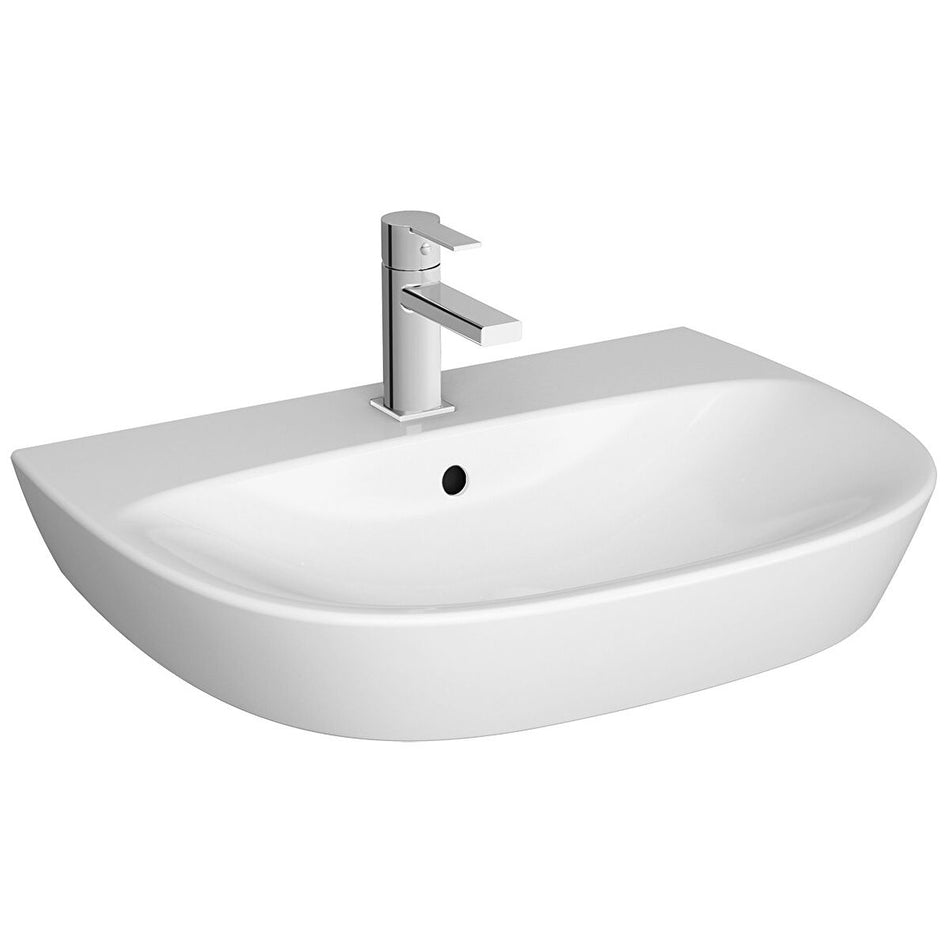 Vitra Zentrum Wall Hung Basin - 650mm Wide - 1 Tap Hole - White