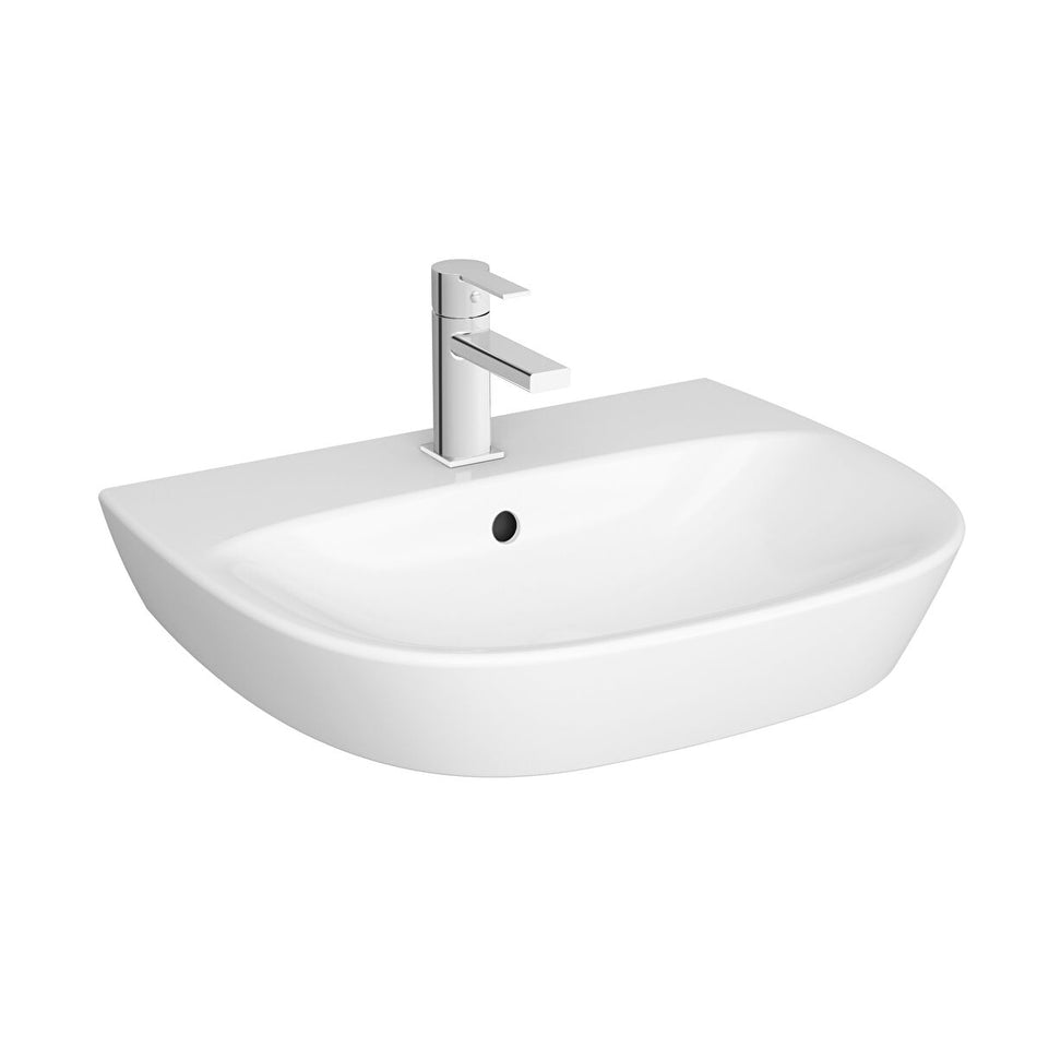 Vitra Zentrum Wall Hung Basin - 600mm Wide - 1 Tap Hole - White