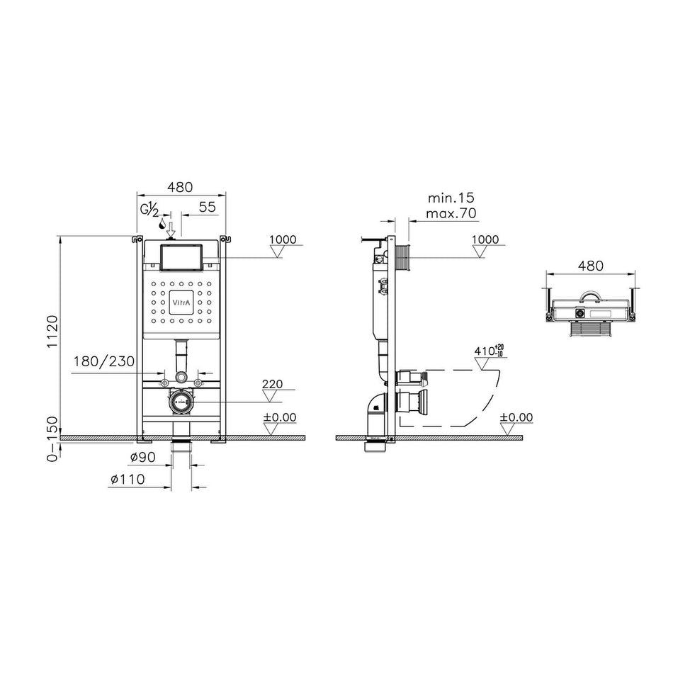 Vitra Fix Core Wall Hung Frame For Wall Hung Toilet