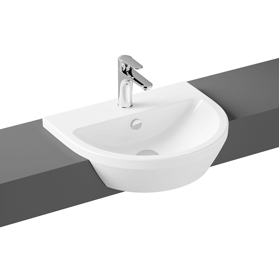 Vitra Integra Round Semi Recessed Basin - 550mm Wide - 1 Tap Hole - White
