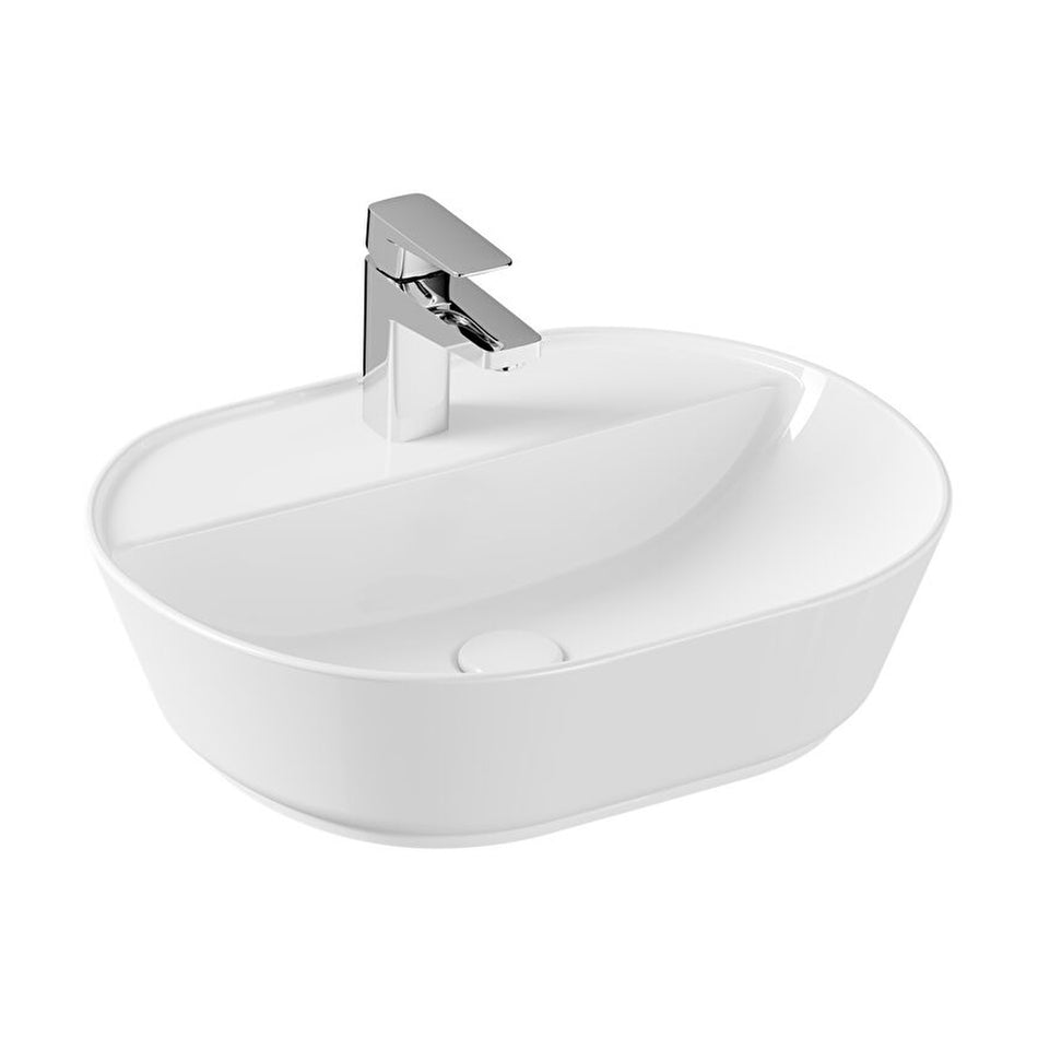 VitrA Geo Oval Countertop Basin - 545mm Wide - 1 Tap Hole - White