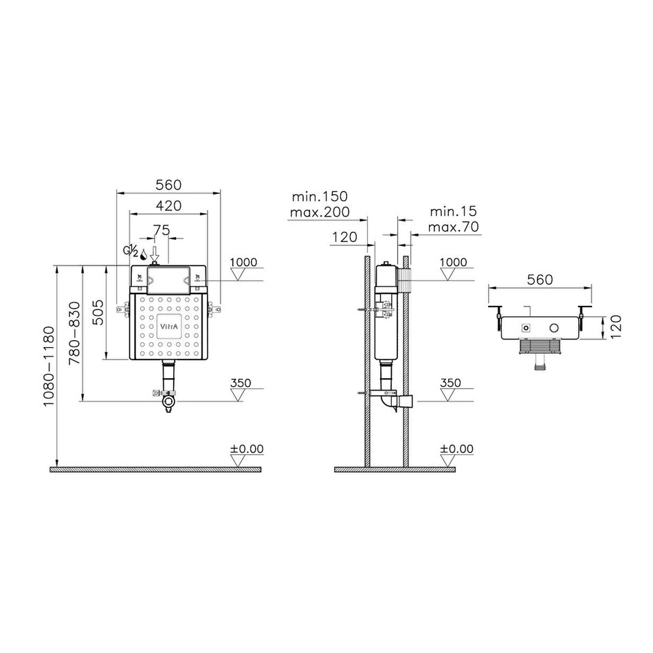 Vitra Concealed Cistern For Back To Wall Toilet