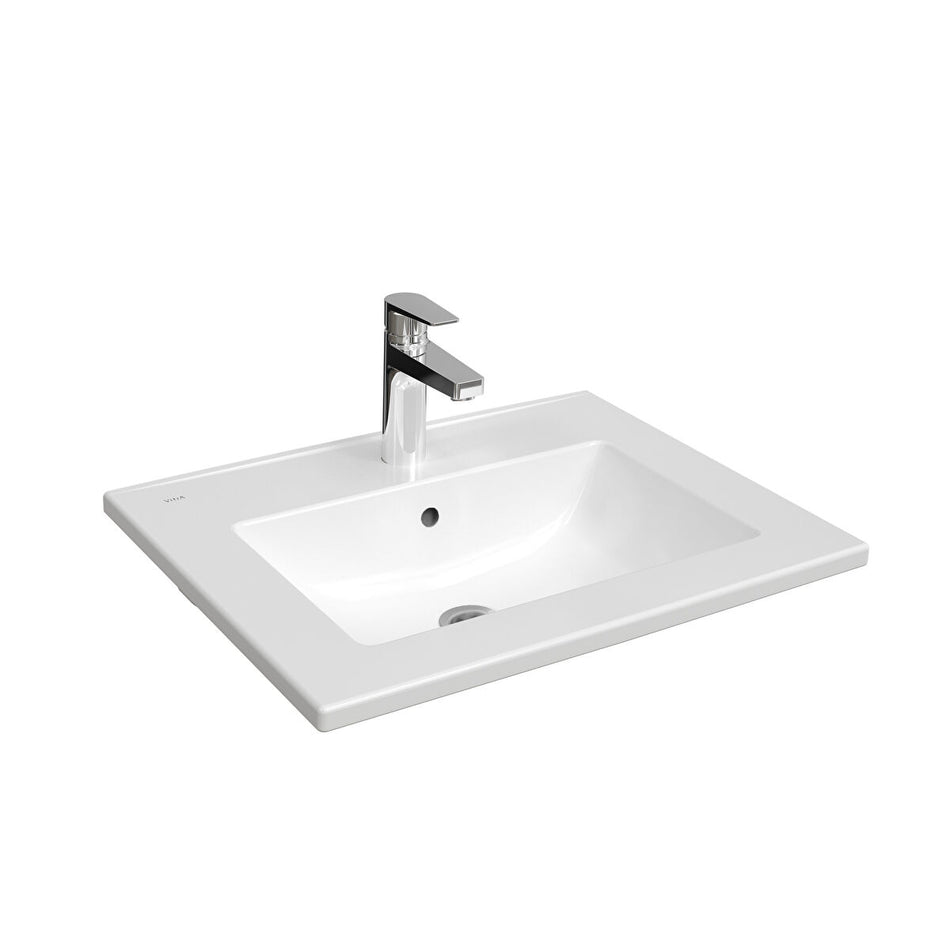 Vitra S20 Square Vanity Basin - 1 Tap Hole - White
