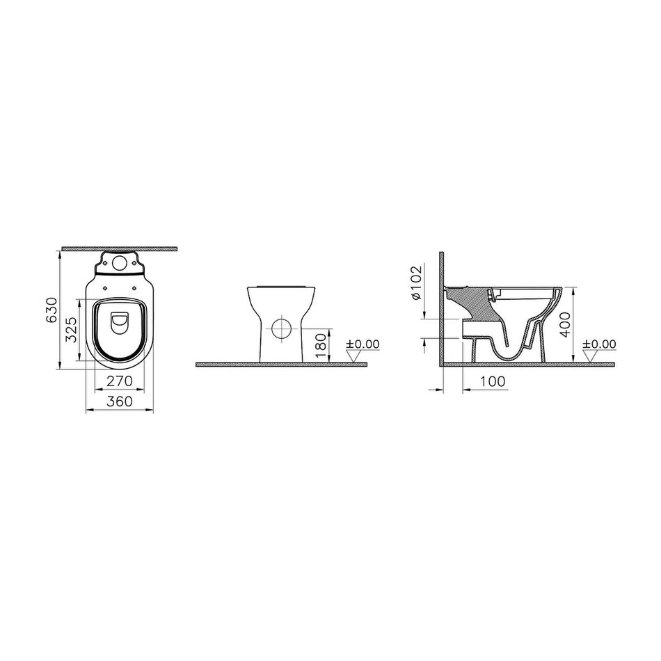 Vitra S20 Round Open Back Close Coupled Toilet Pan Only - White
