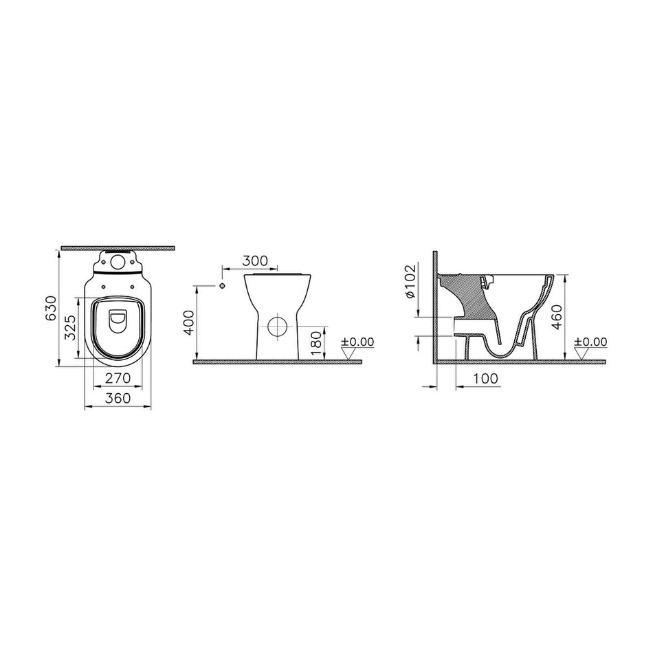 Vitra S20 Round Compact Open Back Close Coupled Toilet Pan Only - White