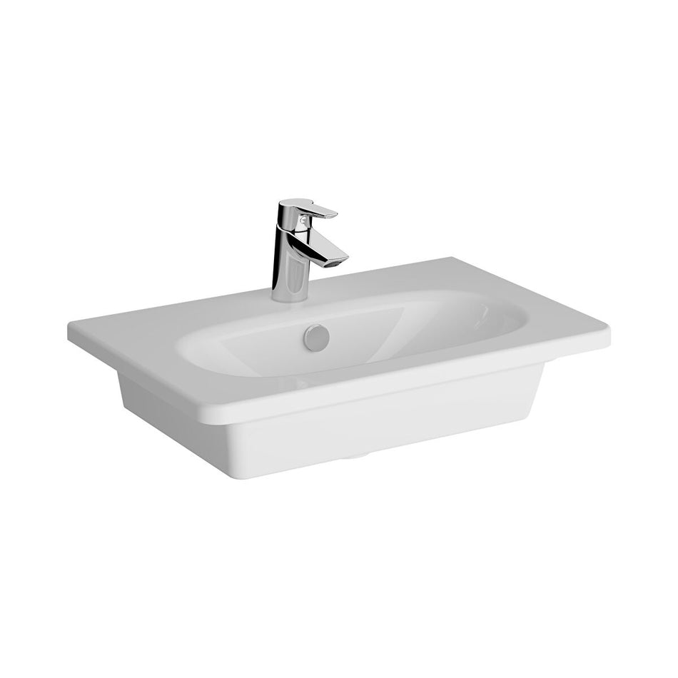 Vitra Zentrum Compact Vanity Basin - 1 Tap Hole - White