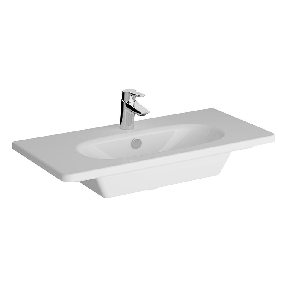 Vitra Zentrum Compact Vanity Basin - 1 Tap Hole - White