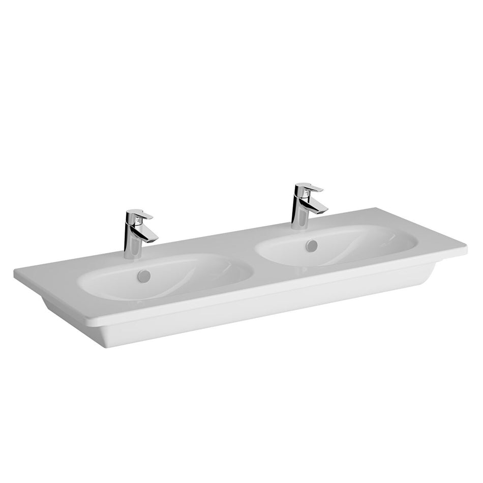 Vitra Zentrum Double Vanity Basin - 1200mm Wide - 1 Tap Hole - White