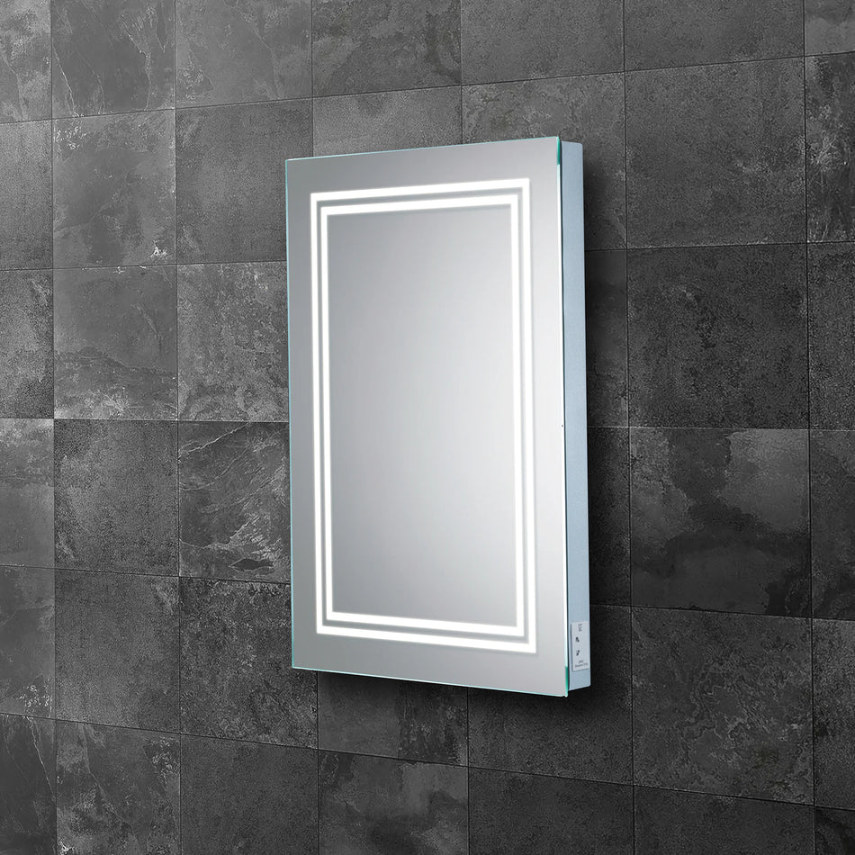 HIB Boundary LED Illuminated Mirror with Charging Socket