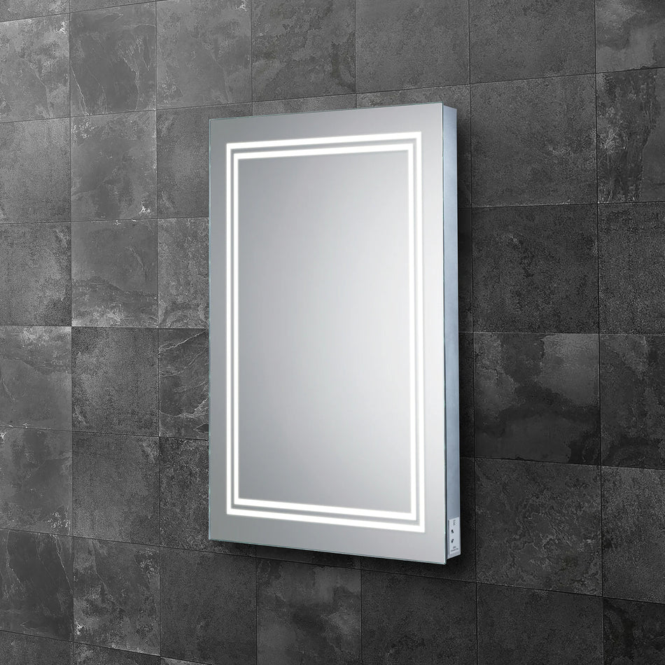 HIB Boundary LED Illuminated Mirror with Charging Socket