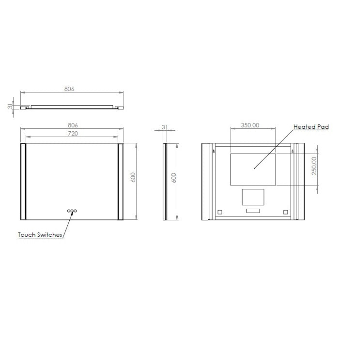 HIB Fold Illuminated Bathroom Mirror with Adjustable Lighting - 600mm x 800mm