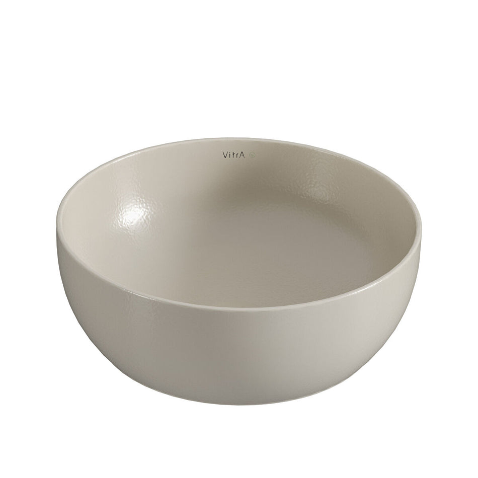 Vitra Outline Compact Round Countertop Basin - 405mm Wide - No Tap Hole - Matt Taupe