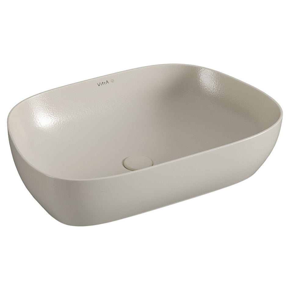 Vitra Outline Countertop Basin - 630mm Wide - No Tap Hole - Matt Taupe