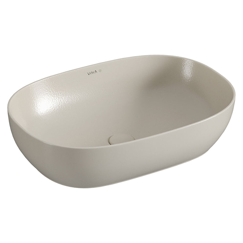 Vitra Outline Oval Countertop Basin - 600mm Wide - No Tap Hole - Matt Taupe