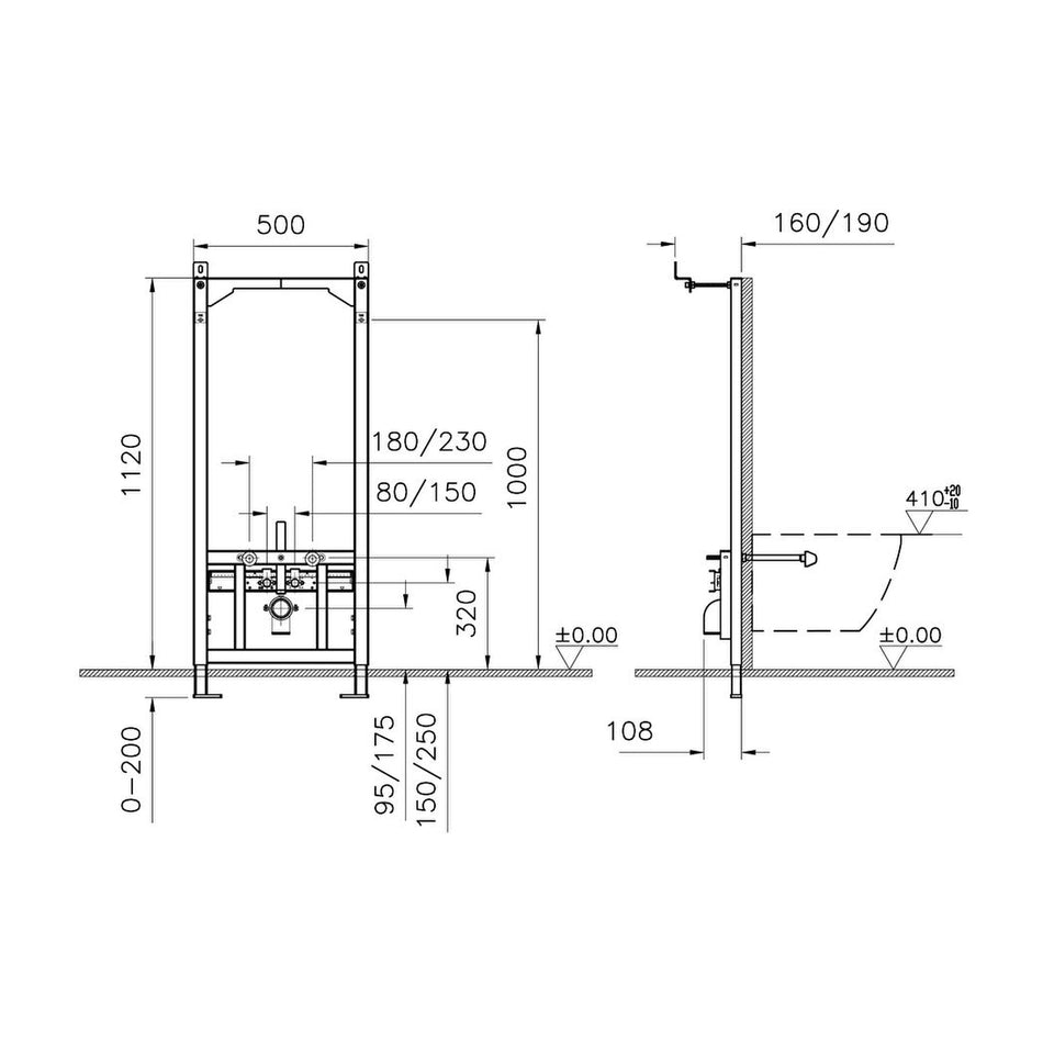 Vitra Bidet Frame- 1120mm x 500mm